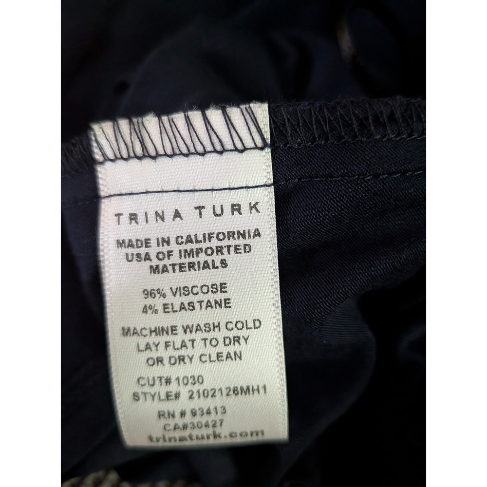 Trina Turk Womens Navy Blue Ruched Draped Surplice Sleeveless Blouse Size M - Picture 5 of 5